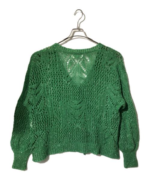 Mame Kurogouchi（マメクロゴウチ）Mame Kurogouchi (マメクロゴウチ) Botanical Pattern Knitted Lame Cardigan グリーン サイズ:1の古着・服飾アイテム