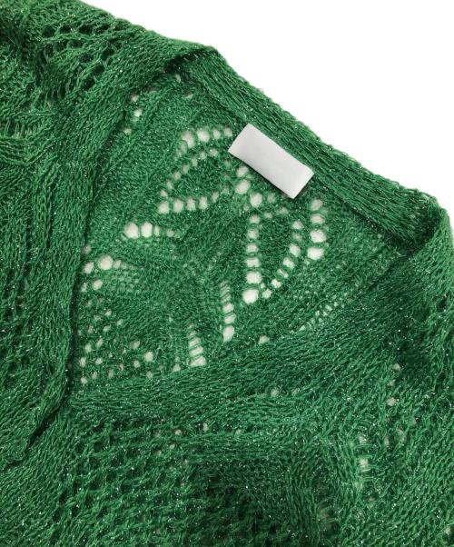 Mame Kurogouchi（マメクロゴウチ）Mame Kurogouchi (マメクロゴウチ) Botanical Pattern Knitted Lame Cardigan グリーン サイズ:1の古着・服飾アイテム