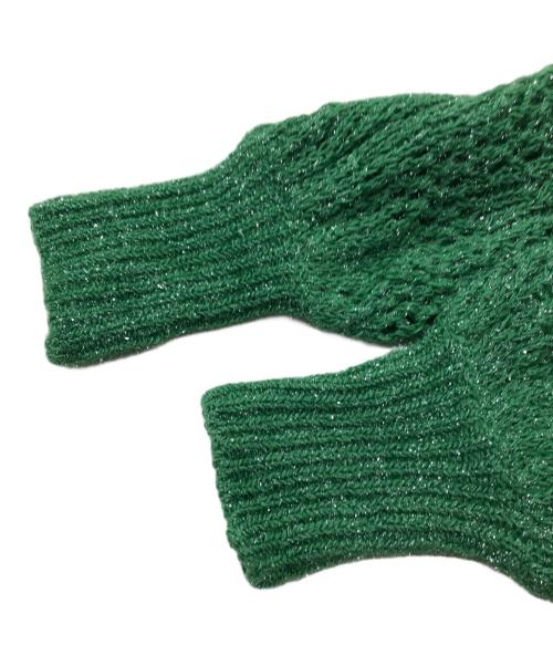 Mame Kurogouchi（マメクロゴウチ）Mame Kurogouchi (マメクロゴウチ) Botanical Pattern Knitted Lame Cardigan グリーン サイズ:1の古着・服飾アイテム