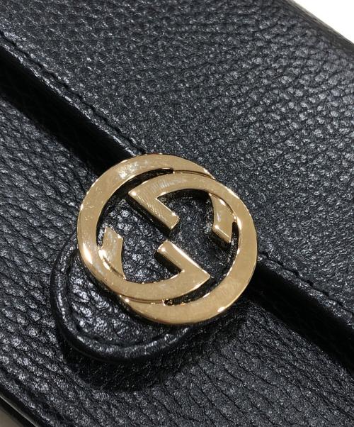 GUCCI（グッチ）GUCCI (グッチ) インターロッキングチェーンショルダーバッグ ブラックの古着・服飾アイテム