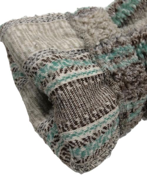 stussy（ステューシー）stussy (ステューシー) Stripe Sherpa Hoodie グリーン×ベージュ サイズ:XLの古着・服飾アイテム