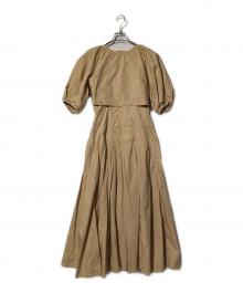 emmi atelier（エミアトリエ）の古着「アウトステッチSetupワンピース」｜ベージュ