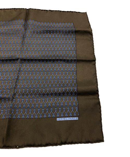 HERMES（エルメス）HERMES (エルメス) スカーフ ブルー×ブラウンの古着・服飾アイテム