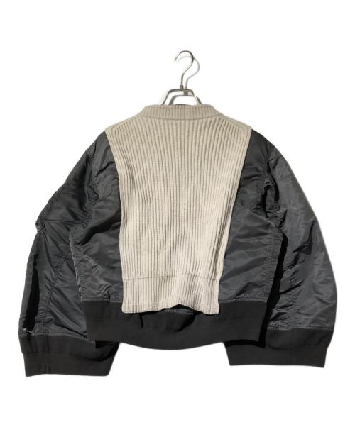 sacai（サカイ）sacai (サカイ) NYLON TWILL MIX WOOL KNIT BLOUSON グレー サイズ:2の古着・服飾アイテム