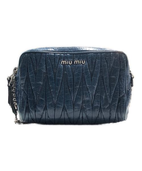 MIU MIU（ミュウミュウ）MIU MIU (ミュウミュウ) MATELASSE'LUX/マテラッセショルダーバッグ ネイビーの古着・服飾アイテム