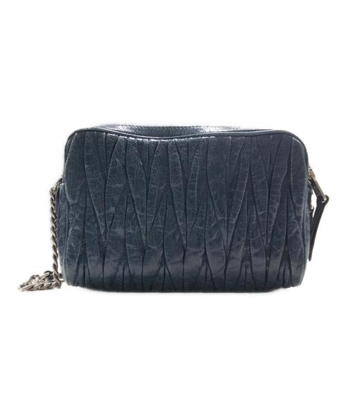 MIU MIU（ミュウミュウ）MIU MIU (ミュウミュウ) MATELASSE'LUX/マテラッセショルダーバッグ ネイビーの古着・服飾アイテム