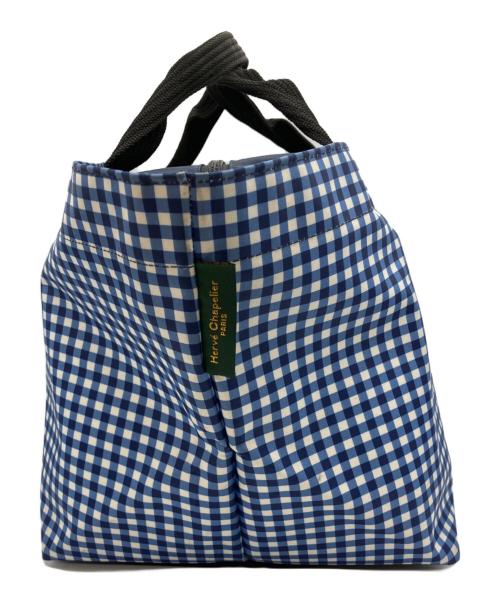 Herve Chapelier（エルベシャプリエ）Herve Chapelier (エルベシャプリエ) 舟形チェックトートバッグ ブルーの古着・服飾アイテム