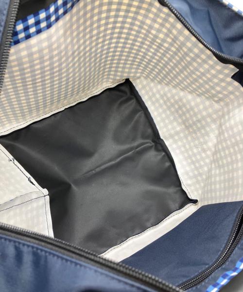 Herve Chapelier（エルベシャプリエ）Herve Chapelier (エルベシャプリエ) 舟形チェックトートバッグ ブルーの古着・服飾アイテム