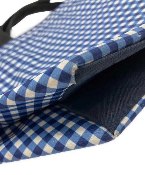 Herve Chapelier（エルベシャプリエ）Herve Chapelier (エルベシャプリエ) 舟形チェックトートバッグ ブルーの古着・服飾アイテム