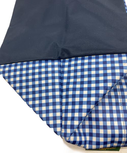 Herve Chapelier（エルベシャプリエ）Herve Chapelier (エルベシャプリエ) 舟形チェックトートバッグ ブルーの古着・服飾アイテム