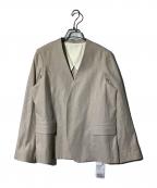 FRAMeWORKフレームワーク）の古着「綿麻キャンバスノーカラージャケット」｜アイボリー