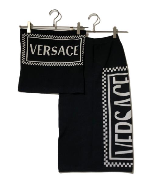 VERSACE（ヴェルサーチェ）VERSACE (ヴェルサーチ) ロゴニットセットアップ ブラック サイズ:36の古着・服飾アイテム