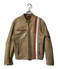 BELSTAFF（ベルスタッフ）の古着「レザーライダースジャケット」｜ベージュ