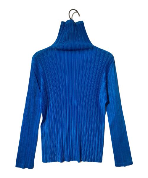 PLEATS PLEASE（プリーツプリーズ）PLEATS PLEASE (プリーツプリーズ) ハイネックプリーツカットソー ブルー サイズ:3の古着・服飾アイテム