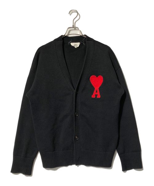 ami（アミ）ami (アミ) ハートロゴ ニットカーディガン ブラック サイズ:ＸＬの古着・服飾アイテム
