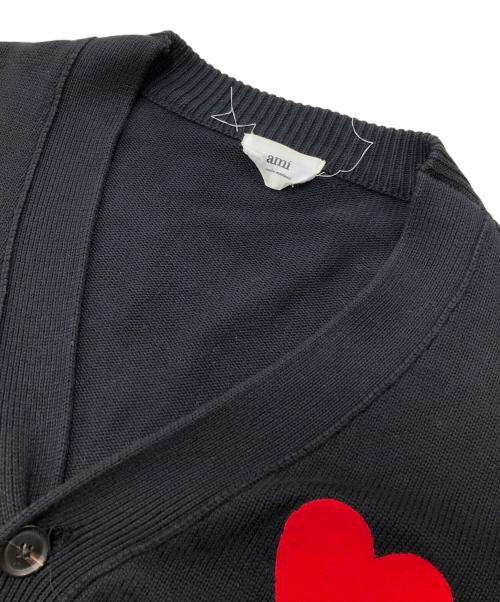 ami（アミ）ami (アミ) ハートロゴ ニットカーディガン ブラック サイズ:ＸＬの古着・服飾アイテム