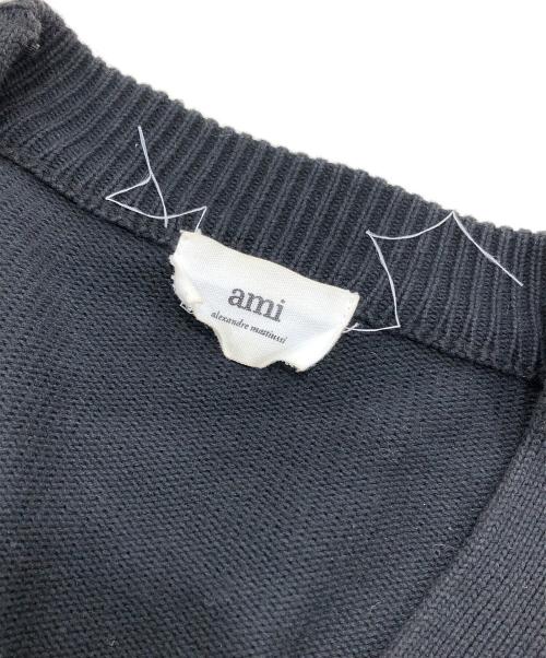 ami（アミ）ami (アミ) ハートロゴ ニットカーディガン ブラック サイズ:ＸＬの古着・服飾アイテム