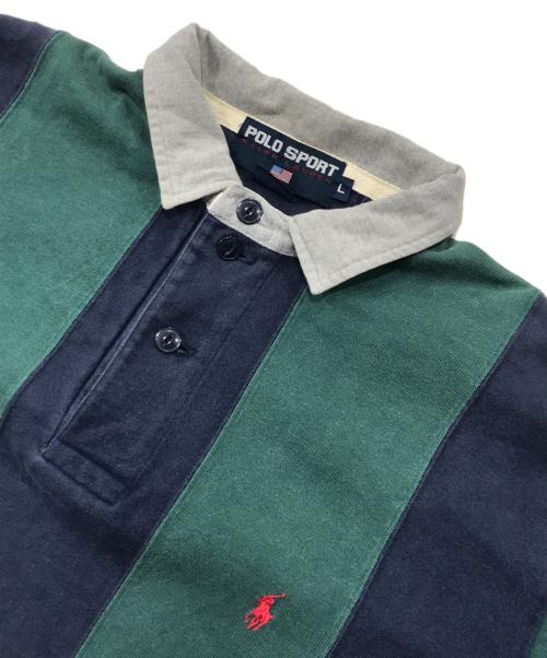 POLO SPORT（ポロスポーツ）POLO SPORT (ポロスポーツ) ラガーシャツ グリーン×ネイビー サイズ:Lの古着・服飾アイテム