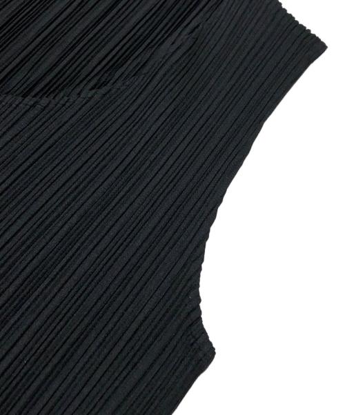 PLEATS PLEASE（プリーツプリーズ）PLEATS PLEASE (プリーツプリーズ) ノースリーブ スリット ロングワンピース ブラック サイズ:3の古着・服飾アイテム