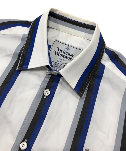Vivienne Westwood man（ヴィヴィアン ウェストウッド マン）Vivienne Westwood man (ヴィヴィアン ウェストウッド マン) ストライプシャツ ホワイト サイズ:46の古着・服飾アイテム