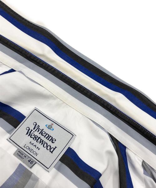 Vivienne Westwood man（ヴィヴィアン ウェストウッド マン）Vivienne Westwood man (ヴィヴィアン ウェストウッド マン) ストライプシャツ ホワイト サイズ:46の古着・服飾アイテム