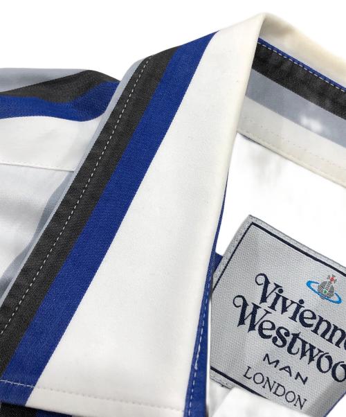 Vivienne Westwood man（ヴィヴィアン ウェストウッド マン）Vivienne Westwood man (ヴィヴィアン ウェストウッド マン) ストライプシャツ ホワイト サイズ:46の古着・服飾アイテム