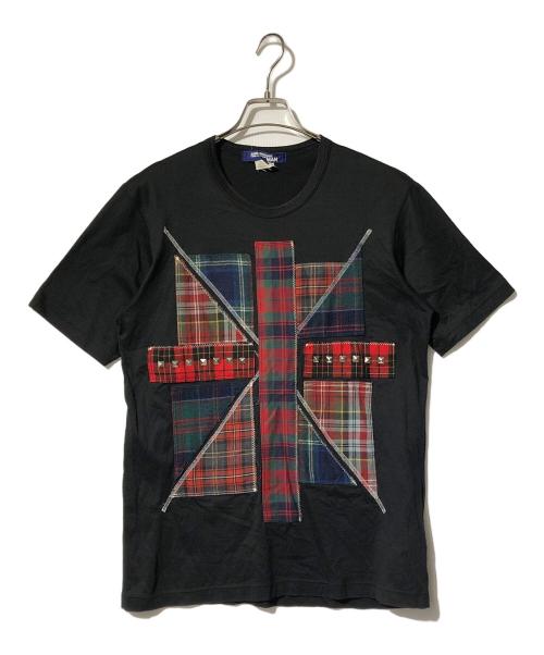COMME des GARCONS JUNYA WATANABE MAN（コム デ ギャルソン ジュンヤ ワタナベ マン）COMME des GARCONS JUNYA WATANABE MAN (コム デ ギャルソン ジュンヤ ワタナベ マン) パッチワーク スタッズ Tシャツ ブラック サイズ:Lの古着・服飾アイテム