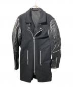 NO ID.ノーアイディー）の古着「シープスキン切替 メルトンハーフコート」｜ブラック