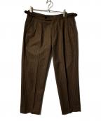 TOMORROW LANDトゥモローランド）の古着「ウールフランネル サイドアジャスタートラウザーズ」｜ブラウン