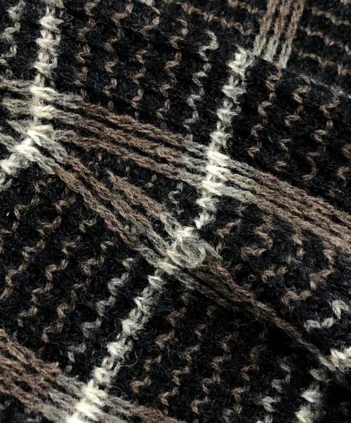 Paul Stuart（ポールスチュアート）Paul Stuart (ポールスチュアート) バルキーウールミックスチェックフルジップニットブルゾン ブラウン×ブラック サイズ:48の古着・服飾アイテム