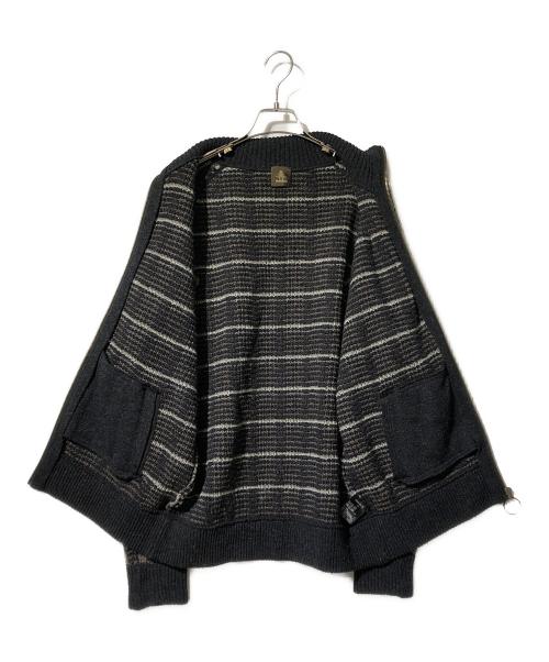 Paul Stuart（ポールスチュアート）Paul Stuart (ポールスチュアート) バルキーウールミックスチェックフルジップニットブルゾン ブラウン×ブラック サイズ:48の古着・服飾アイテム