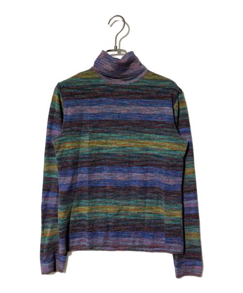 missoni（ミッソーニ）missoni (ミッソーニ) タートルネックニット グリーン×パープル サイズ:72の古着・服飾アイテム