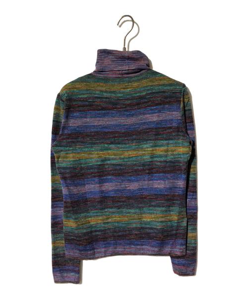 missoni（ミッソーニ）missoni (ミッソーニ) タートルネックニット グリーン×パープル サイズ:72の古着・服飾アイテム