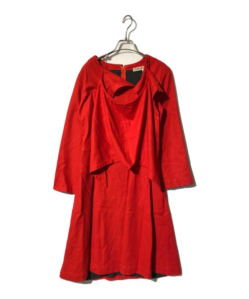 COMME des GARCONS（コムデギャルソン）COMME des GARCONS (コムデギャルソン) デザインカラーウールワンピース レッド サイズ:Sの古着・服飾アイテム