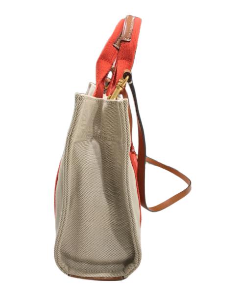 TORY BURCH（トリーバーチ）TORY BURCH (トリーバーチ) MILLER CANVAS TOTE オレンジ×ベージュの古着・服飾アイテム