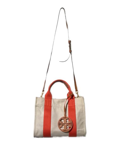 TORY BURCH（トリーバーチ）TORY BURCH (トリーバーチ) MILLER CANVAS TOTE オレンジ×ベージュの古着・服飾アイテム