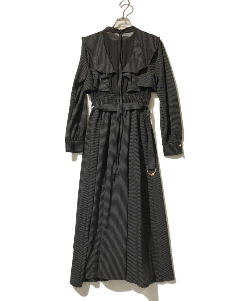 REDYAZEL（レディアゼル）REDYAZEL (レディアゼル) ストライプシアーラッフルワンピース ブラック サイズ:Sの古着・服飾アイテム