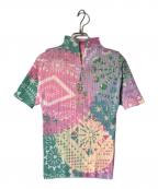 PLEATS PLEASEプリーツプリーズ）の古着「総柄プリーツカットソー」｜グリーン×ピンク