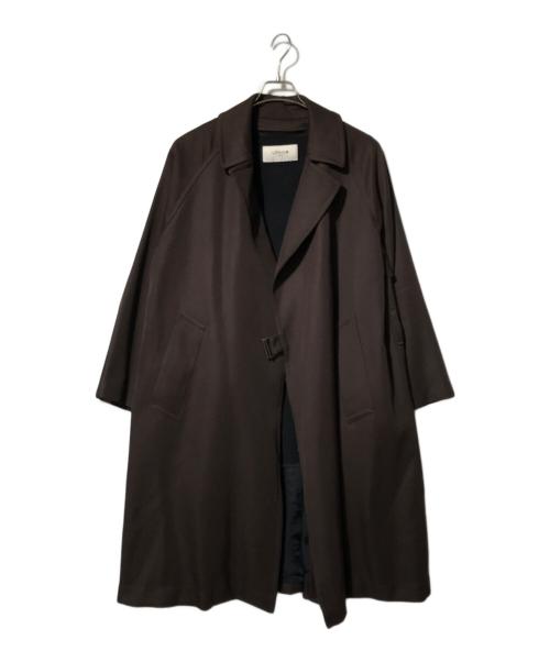 LITHIUM（リチウム）LITHIUM (リチウム) WOOL GABARDINE TIELOCKEN COAT ブラウン サイズ:42の古着・服飾アイテム