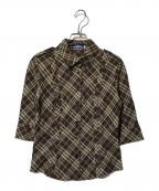 BURBERRY BLUE LABELバーバリーロンドンブルーレーベル）の古着「チェックブラウス」｜ブラウン