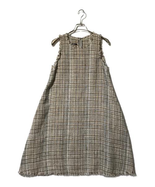 45R（フォーティファイブ・アール）45R (フォーティファイブ・アール) コットンリネン ツイードワンピース ベージュの古着・服飾アイテム