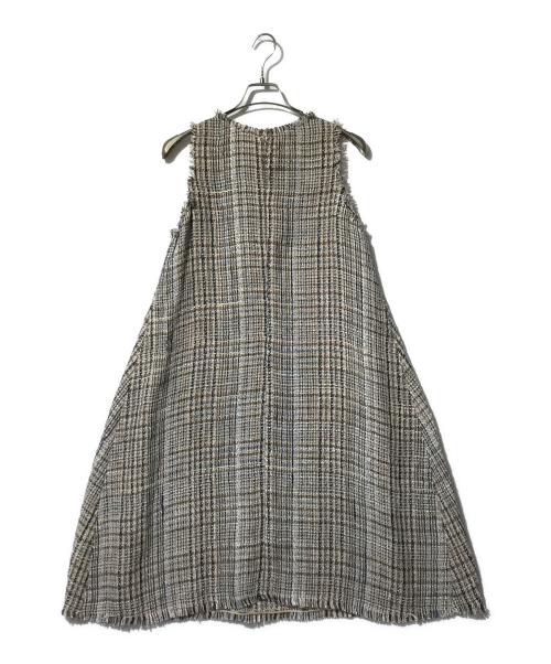 45R（フォーティファイブ・アール）45R (フォーティファイブ・アール) コットンリネン ツイードワンピース ベージュの古着・服飾アイテム