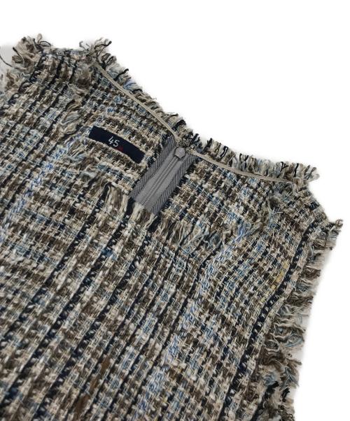 45R（フォーティファイブ・アール）45R (フォーティファイブ・アール) コットンリネン ツイードワンピース ベージュの古着・服飾アイテム