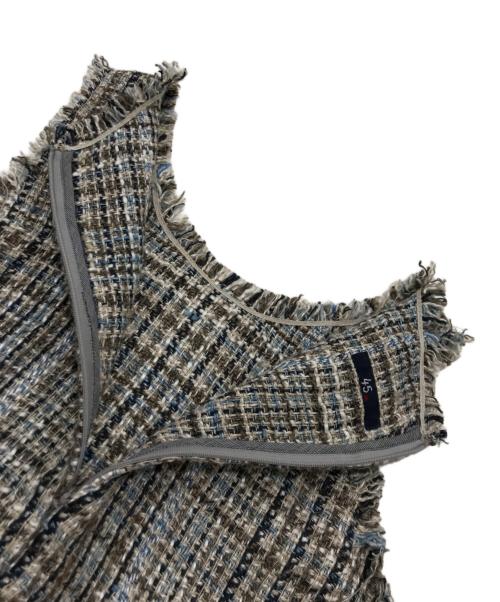 45R（フォーティファイブ・アール）45R (フォーティファイブ・アール) コットンリネン ツイードワンピース ベージュの古着・服飾アイテム