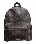 COACHコーチ）の古着「モノグラムコーティングリュック」｜ブラウン