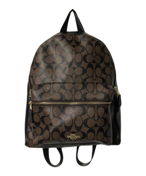COACH（コーチ）COACH (コーチ) モノグラムコーティングリュック ブラウンの古着・服飾アイテム