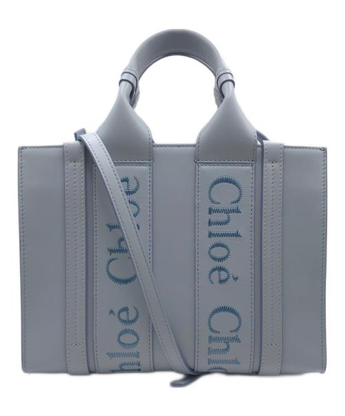Chloe（クロエ）Chloe (クロエ) ソフトレザー製WOODYスモールトートバッグ スカイブルーの古着・服飾アイテム