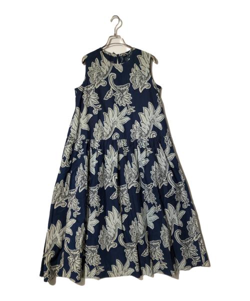 45R（フォーティファイブ・アール）45R (フォーティファイブ・アール) 更紗プリントのドレス ネイビー サイズ:00の古着・服飾アイテム