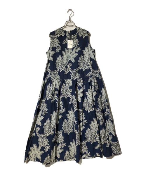 45R（フォーティファイブ・アール）45R (フォーティファイブ・アール) 更紗プリントのドレス ネイビー サイズ:00の古着・服飾アイテム