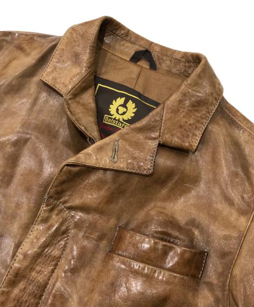 BELSTAFF（ベルスタッフ）BELSTAFF (ベルスタッフ) ダメージ加工ジップアップレザーテーラードジャケット ブラウン サイズ:Ｍの古着・服飾アイテム